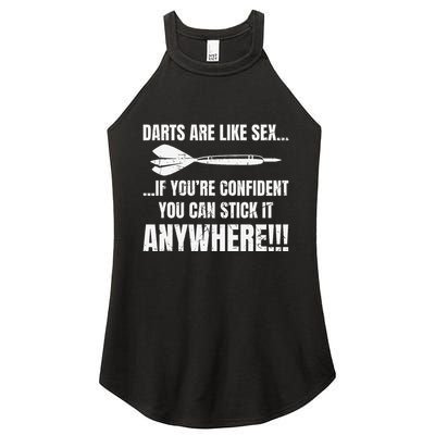 Dart Players Darts Are Like Sex Stick Anywhere Funny Women's Perfect Tri Rocker Tank