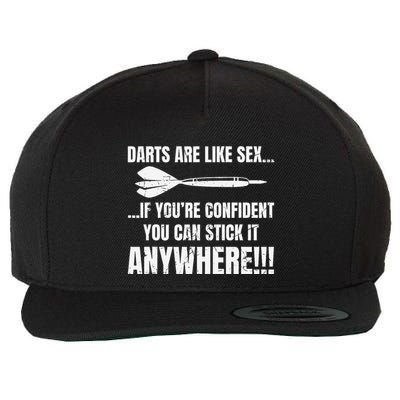 Dart Players Darts Are Like Sex Stick Anywhere Funny Wool Snapback Cap