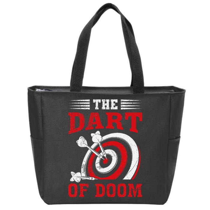 Darts Player Dart Of The Doom Funny Darts Lovers Zip Tote Bag