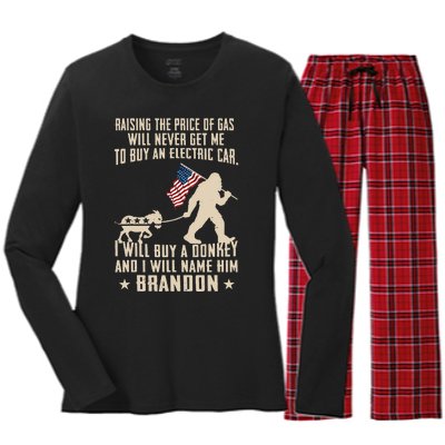 Donkey Pox Destroying America Funny Bigfoot Anti Biden Women's Long Sleeve Flannel Pajama Set 