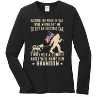 Donkey Pox Destroying America Funny Bigfoot Anti Biden Ladies Long Sleeve Shirt