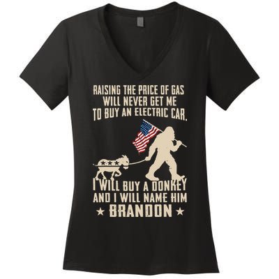 Donkey Pox Destroying America Funny Bigfoot Anti Biden Women's V-Neck T-Shirt
