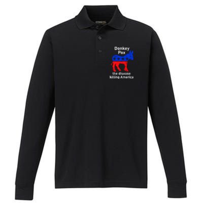 Donkey Pox Donkey Political Funny Satire Performance Long Sleeve Polo