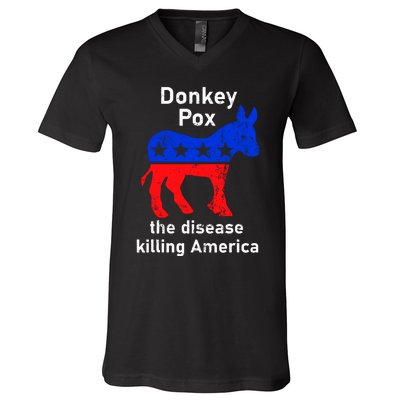 Donkey Pox Donkey Political Funny Satire V-Neck T-Shirt