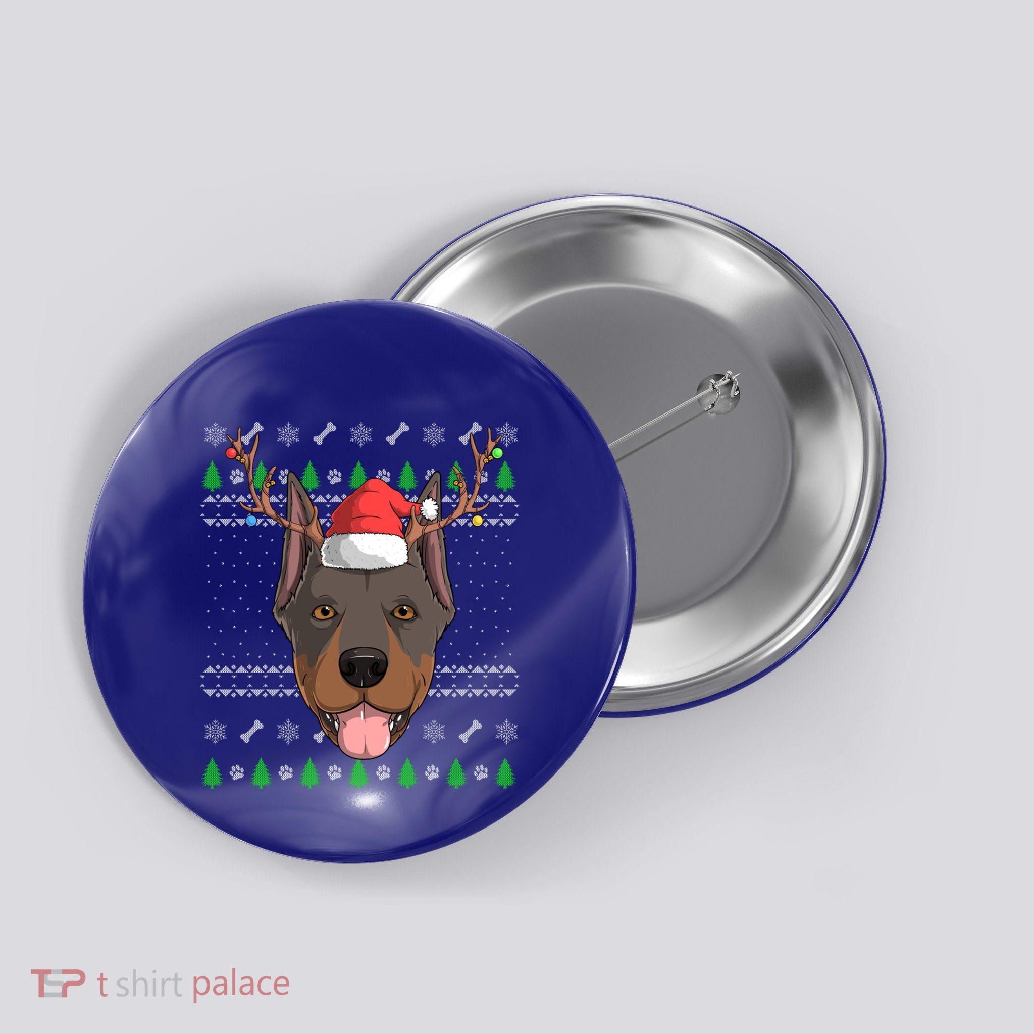 Dober Pinscher Dog Santa Claus Ugly Christmas Reindeer Cool Gift Button