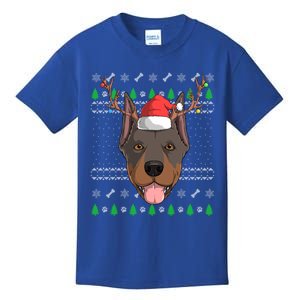 Dober Pinscher Dog Santa Claus Ugly Christmas Reindeer Cool Gift Kids T-Shirt