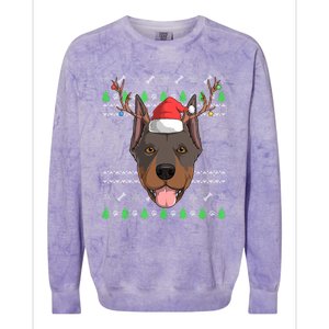 Dober Pinscher Dog Santa Claus Ugly Christmas Reindeer Funny Gift Colorblast Crewneck Sweatshirt