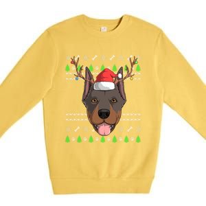 Dober Pinscher Dog Santa Claus Ugly Christmas Reindeer Funny Gift Premium Crewneck Sweatshirt