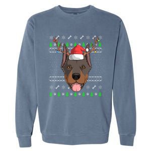 Dober Pinscher Dog Santa Claus Ugly Christmas Reindeer Funny Gift Garment-Dyed Sweatshirt