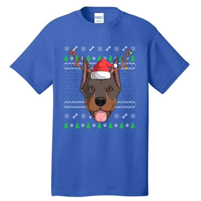 Dober Pinscher Dog Santa Claus Ugly Christmas Reindeer Funny Gift Tall T-Shirt