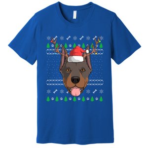 Dober Pinscher Dog Santa Claus Ugly Christmas Reindeer Funny Gift Premium T-Shirt