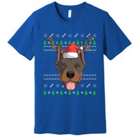 Dober Pinscher Dog Santa Claus Ugly Christmas Reindeer Funny Gift Premium T-Shirt