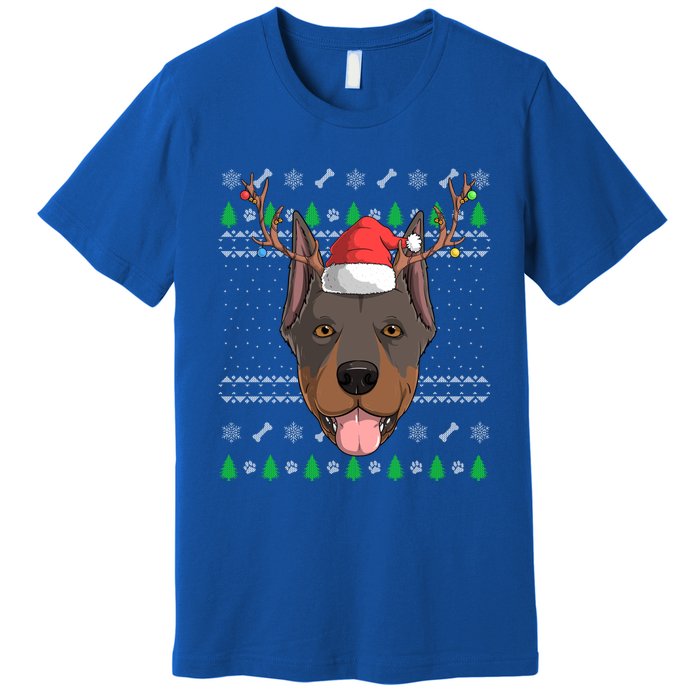 Dober Pinscher Dog Santa Claus Ugly Christmas Reindeer Funny Gift Premium T-Shirt