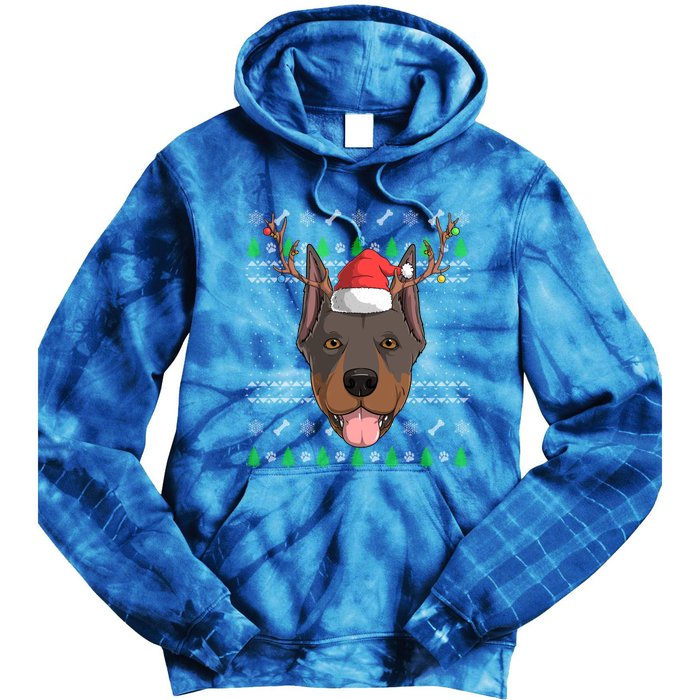 Dober Pinscher Dog Santa Claus Ugly Christmas Reindeer Funny Gift Tie Dye Hoodie