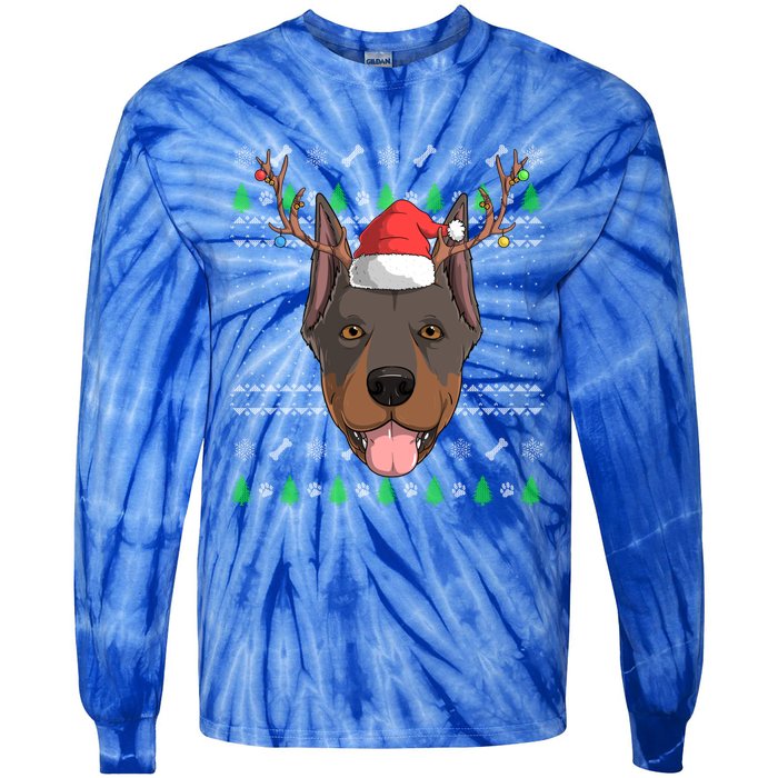 Dober Pinscher Dog Santa Claus Ugly Christmas Reindeer Funny Gift Tie-Dye Long Sleeve Shirt