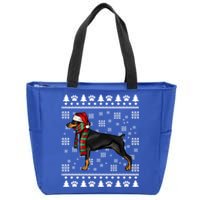 Dober Pinscher Dog Santa Hat Xmas Ugly Christmas Cool Gift Zip Tote Bag