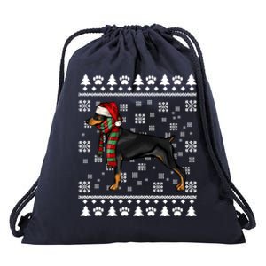 Dober Pinscher Dog Santa Hat Xmas Ugly Christmas Cool Gift Drawstring Bag