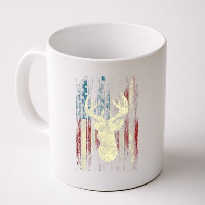 Distressed Patriotic Deer Hunting American flag Coffee Mug