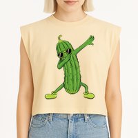 Dabbing Pickle Dancing Cucumber Lover Funny Gifts Garment-Dyed Women's Muscle Tee
