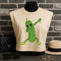 Dabbing Pickle Dancing Cucumber Lover Funny Gifts Garment-Dyed Women's Muscle Tee