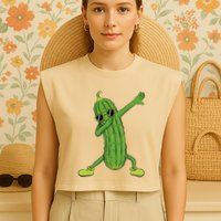 Dabbing Pickle Dancing Cucumber Lover Funny Gifts Garment-Dyed Women's Muscle Tee