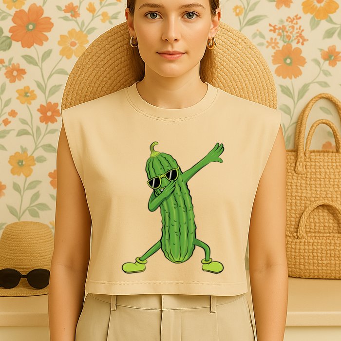 Dabbing Pickle Dancing Cucumber Lover Funny Gifts Garment-Dyed Women's Muscle Tee