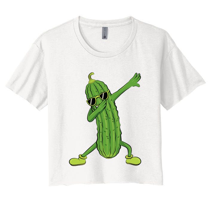 Dabbing Pickle Dancing Cucumber Lover Funny Gifts Crop Top