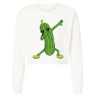 Dabbing Pickle Dancing Cucumber Lover Funny Gifts Cropped Pullover Crew