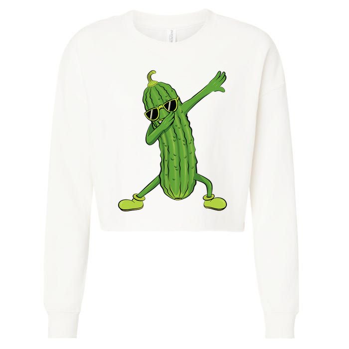 Dabbing Pickle Dancing Cucumber Lover Funny Gifts Cropped Pullover Crew