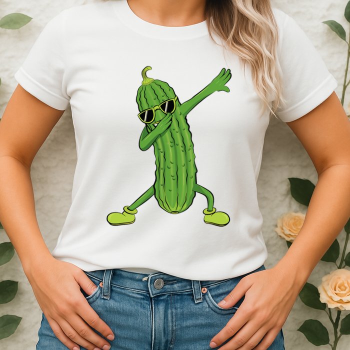 Dabbing Pickle Dancing Cucumber Lover Funny Gifts Womens T-Shirt