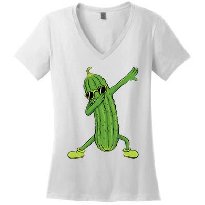 Dabbing Pickle Dancing Cucumber Lover Funny Gifts Women's V-Neck T-Shirt