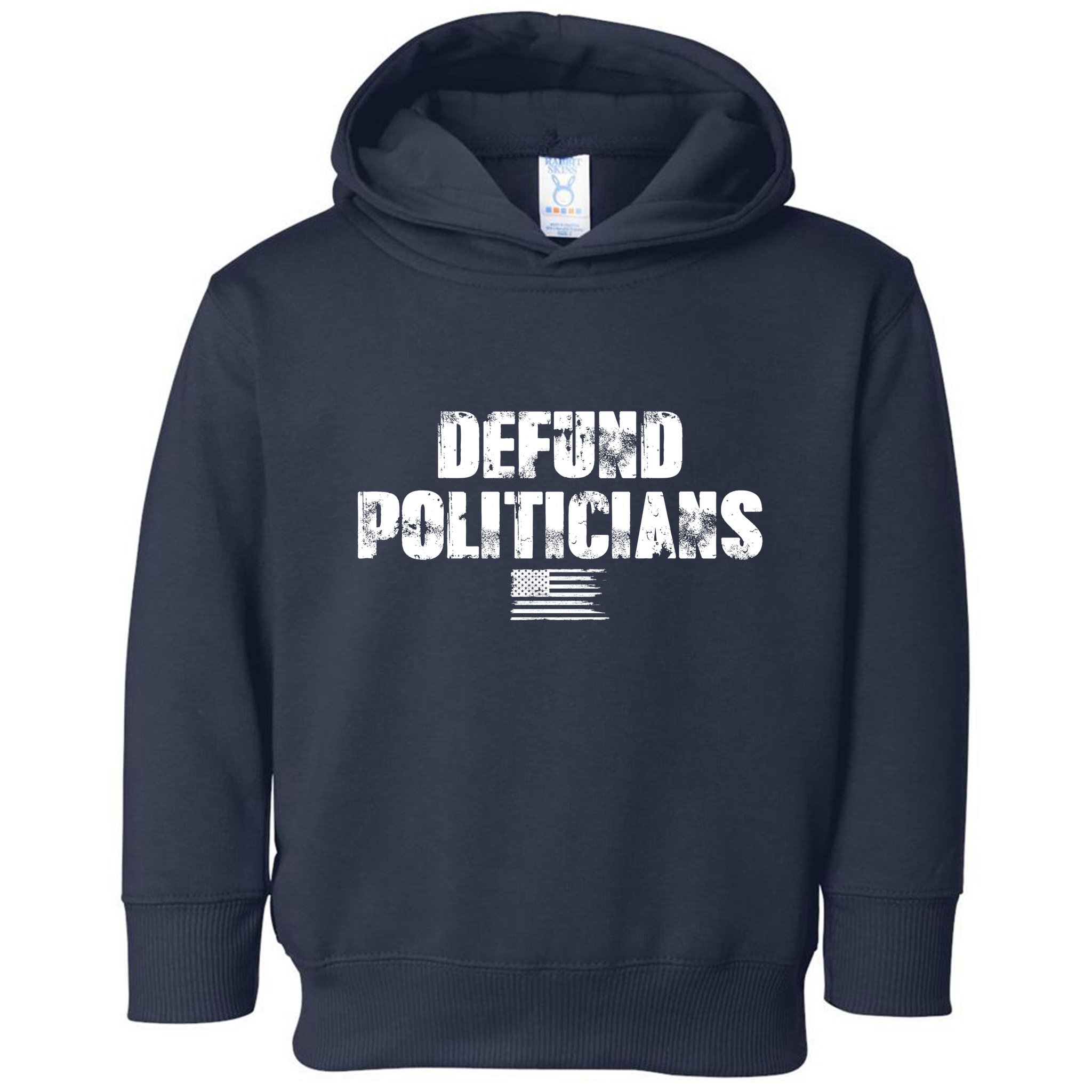 Defund Politicians Distressed Vintage USA Flag Toddler Hoodie