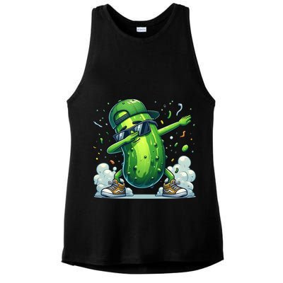 Dabbing Pickle Dancing Cucumber Lover Funny Sunglass Gift Ladies PosiCharge Tri-Blend Wicking Tank