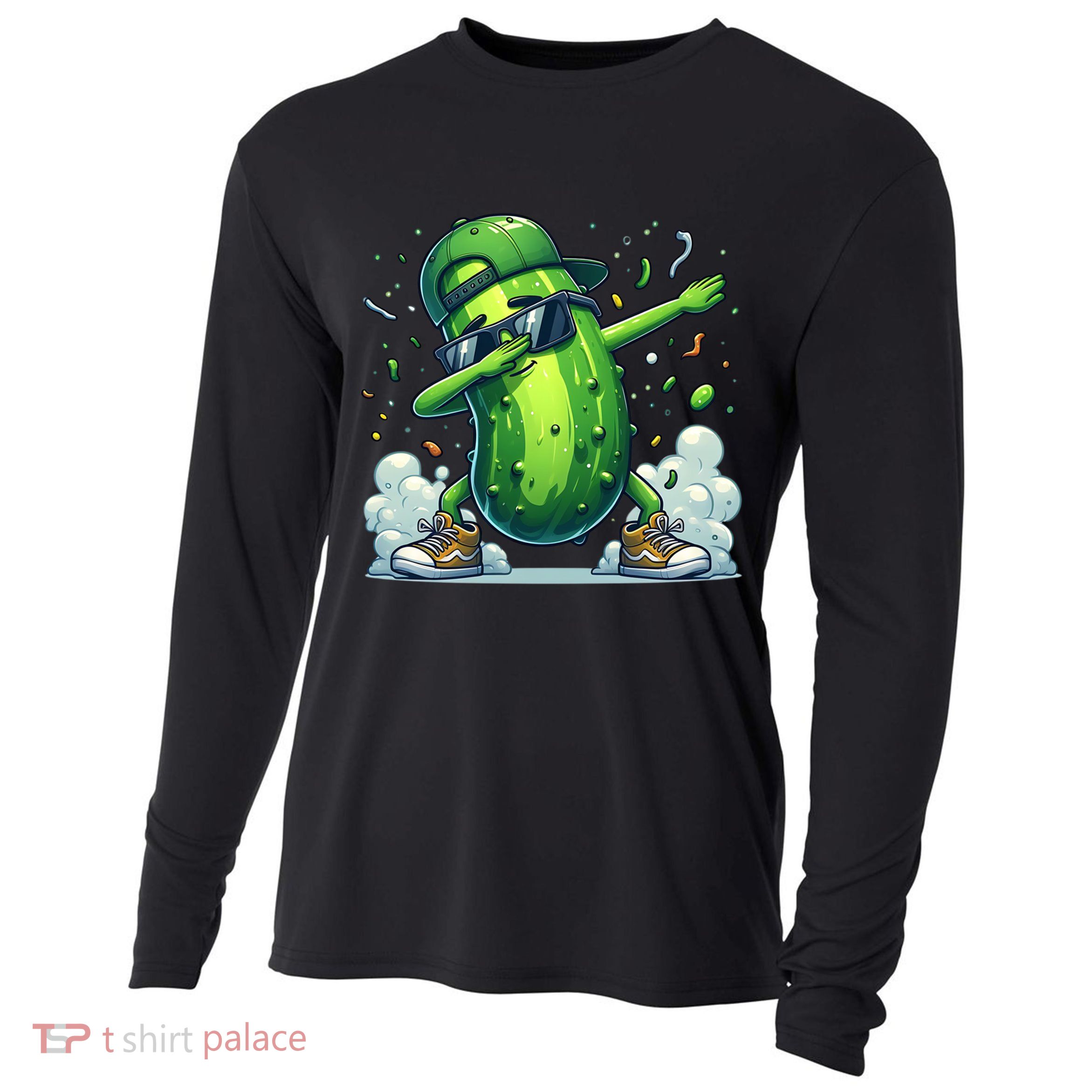 Dabbing Pickle Dancing Cucumber Lover Funny Sunglass Gift Cooling Performance Long Sleeve Crew