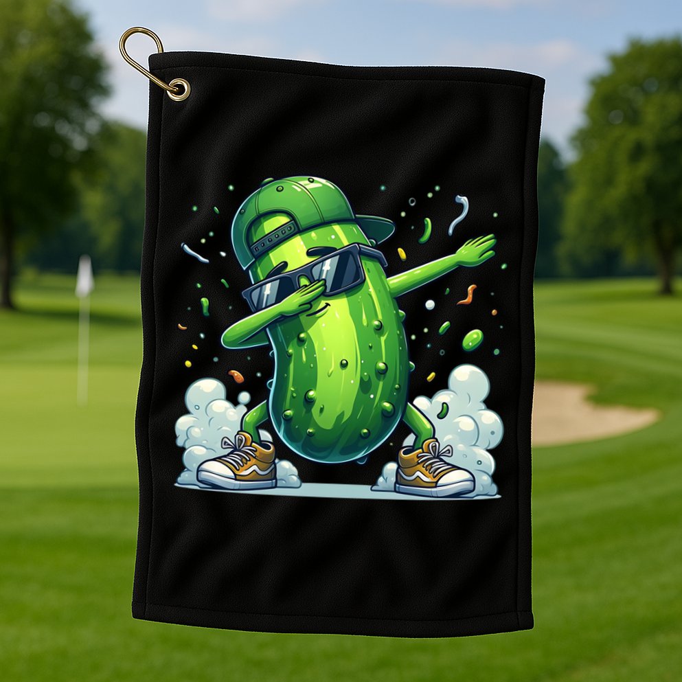 Dabbing Pickle Dancing Cucumber Lover Funny Sunglass Gift Golf Towel