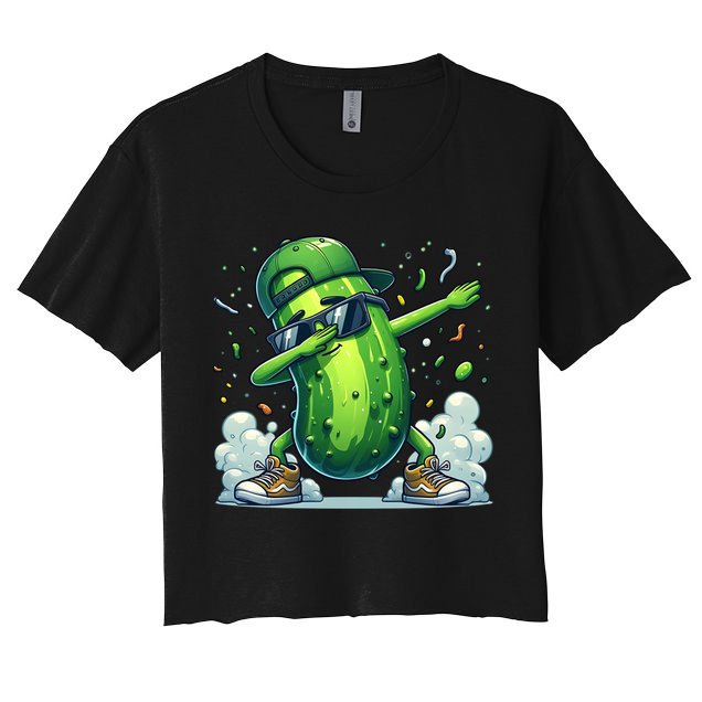 Dabbing Pickle Dancing Cucumber Lover Funny Sunglass Gift Crop Top