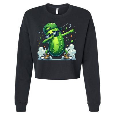 Dabbing Pickle Dancing Cucumber Lover Funny Sunglass Gift Cropped Pullover Crew