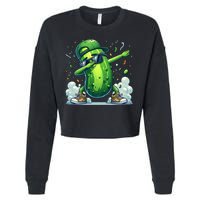 Dabbing Pickle Dancing Cucumber Lover Funny Sunglass Gift Cropped Pullover Crew