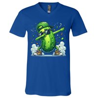 Dabbing Pickle Dancing Cucumber Lover Funny Sunglass Gift V-Neck T-Shirt