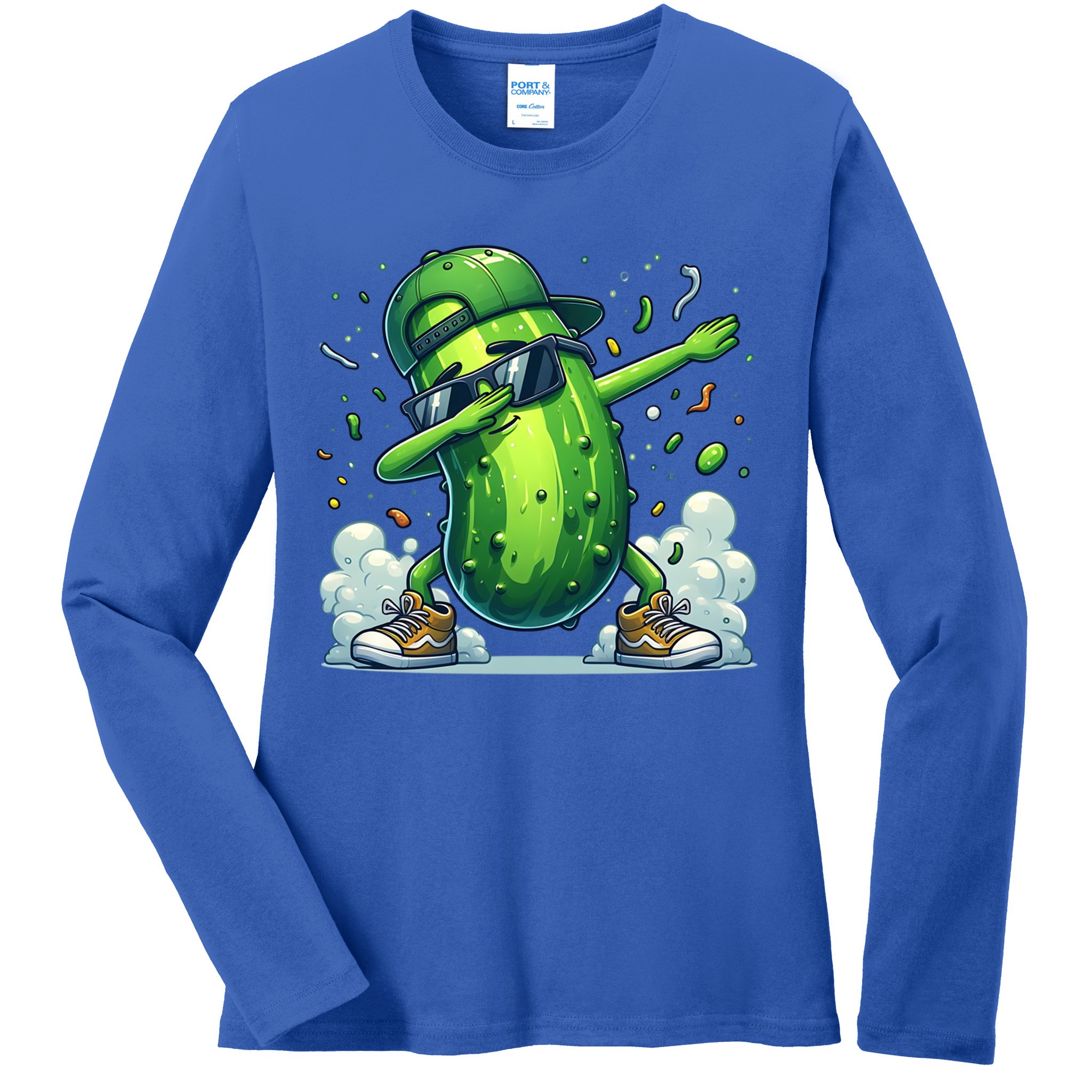 Dabbing Pickle Dancing Cucumber Lover Funny Sunglass Gift Ladies Long Sleeve Shirt