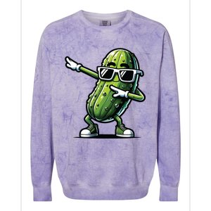 Dabbing Pickle Dancing Cucumber Pickle Food Squad Gift Colorblast Crewneck Sweatshirt