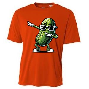 Dabbing Pickle Dancing Cucumber Pickle Food Squad Gift Cooling Performance Crew T-Shirt