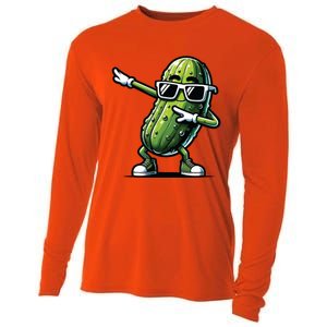 Dabbing Pickle Dancing Cucumber Pickle Food Squad Gift Cooling Performance Long Sleeve Crew