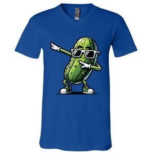 Dabbing Pickle Dancing Cucumber Pickle Food Squad Gift V-Neck T-Shirt