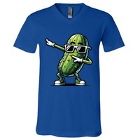 Dabbing Pickle Dancing Cucumber Pickle Food Squad Gift V-Neck T-Shirt