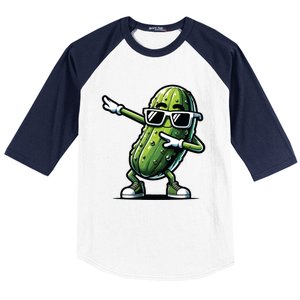 Dabbing Pickle Dancing Cucumber Pickle Food Squad Gift Baseball Sleeve Shirt