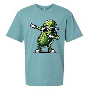 Dabbing Pickle Dancing Cucumber Pickle Food Squad Gift Sueded Cloud Jersey T-Shirt