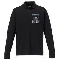 Defend Police Defund The Media American Flag USA Performance Long Sleeve Polo