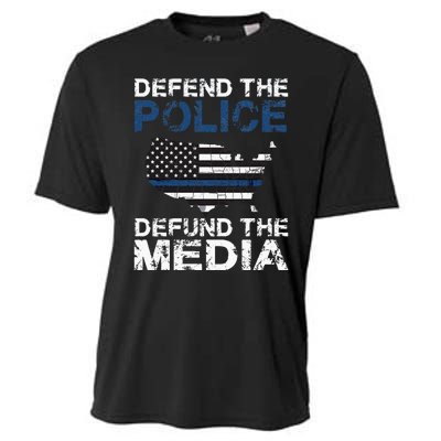 Defend Police Defund The Media American Flag USA Cooling Performance Crew T-Shirt