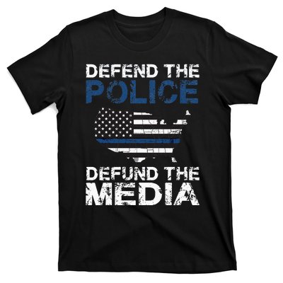 Defend Police Defund The Media American Flag USA T-Shirt